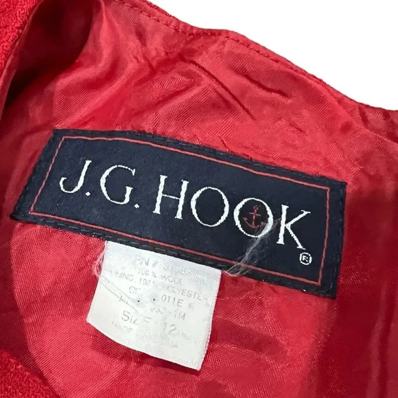 J.G. Hook Red Vintage Wool Cocktail Dress 12 - Picture 3 of 3